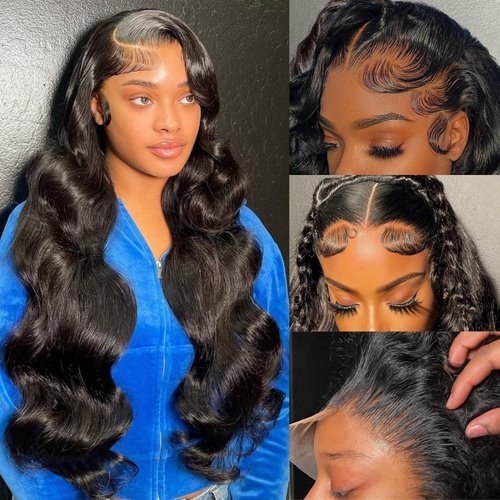Ghios 30 Inch Body Wave Lace Front Wigs Human Hair Pre Plucked 180 Density 13x4 HD Transparent Frontal Glueless Wigs Human Hair with Baby Hair Natural Hairline 100% Virgin Human Hair Wigs for Women