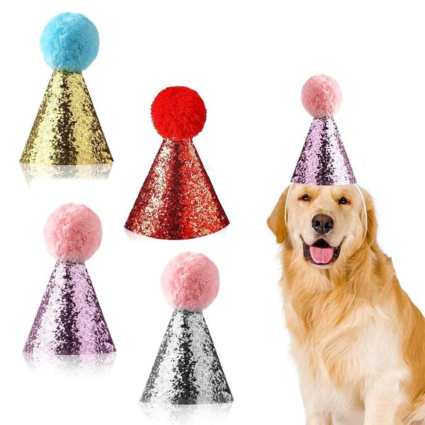 4pcs- Dog Birthday Hat for Pets Party Decoration Supplies， Cat Kitten Headband Hats Charms Grooming Accessories