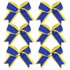 8 Inch 2 Colors Cheerleader Bows 2 Layers 6 Pcs Ponytail Holder Cheerleading Bows Hair Elastic Hair Tie (Yellow/Royal blue)