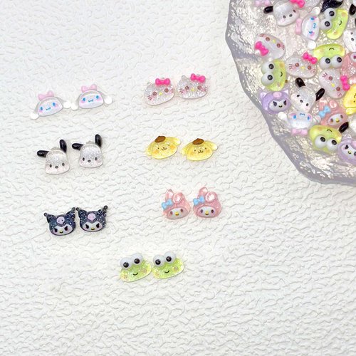 70Pcs Kawaii Nail Charms Set, 3D Cartoon Colorful Nails Accessories for DIY Nail Art, Y2k Resin Rhinestones Nail Decorations (70P)