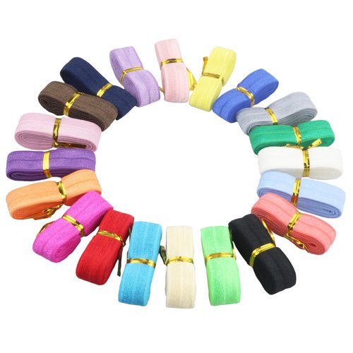 Ronnorr 20 Yards Fold Over Braided elastic band 20 Colors String for Crafts DIY Projects Sewing Headbands Hair Bands Shorts Waist Shoe Laces Wigs Bracelets