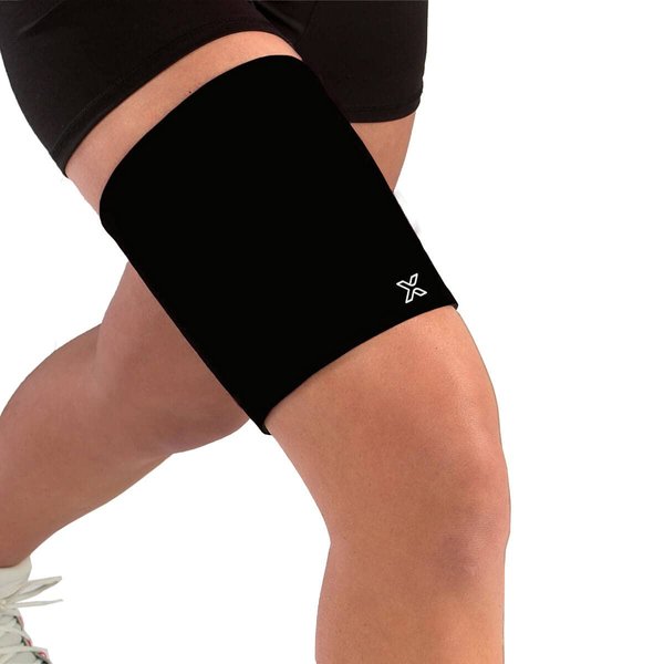 Body Helix Thigh Compression Sleeve for Men and Women - Hamstring Strain, Quadriceps Strain, Groin Strain, Prevention - HSA FSA Approved Medical Grade Compression Thigh Support (Black, Medium)