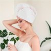 Veifeiry Absorbent Microfiber Hair Towel Wrap - 3 PCS Hair Drying Towel, Quick Dry Hair, Turban Drying Cap Hair Wrap, Soft and Lightweight, Suitable for All Hair Types, 10" X 26" (White)