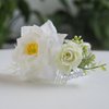 Fangsen Wedding Boho White Rose Flower Hair Clips Floral Hair Accessories for Brides and Bridesmaids Silver (White)