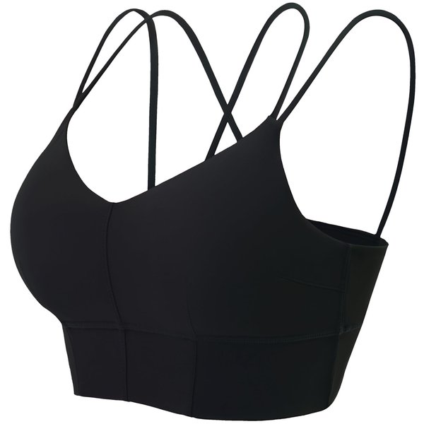 MotoRun Strappy Sports Bra Sexy Bralettes for Women Push Up Bralette Top Black M