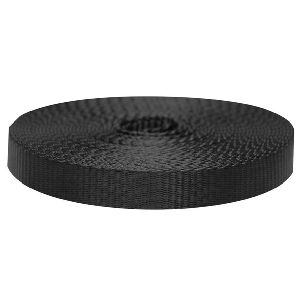 Strapworks Colored Flat Nylon Webbing - Strap For Arts And Crafts, Dog Leashes, Outdoor Activities - 1 Inch x 10 Yards, Black