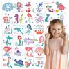 EMOME 50 Sheets Individually Wrapped Mermaid Tattoos for Kids Girls, Mermaid Temporary Tattoos for Birthday Party Decorations Favors Supplies, Ocean Themed Tattoo Stickers for Mermaid Games