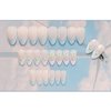 Daisy Press on Nails Medium Almond Fake Nails Full Cover White French tip False Nails with Design Flower Stick on Nails Spring Summer Light Blue Glue on Nails Acrylic Nails for Women Girls Manicure