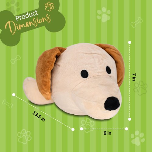 MYBALLDOG Low to MILD Chewers 2 in 1 Dog Puzzle Toys Stuffed Plush Puppy Toys, Crinkle & Squeak Dog Toy Ball for Dog Anxiety Relief, Big Dog Toys 3.5" Ball, Puppy Chew Toys (Labrador)