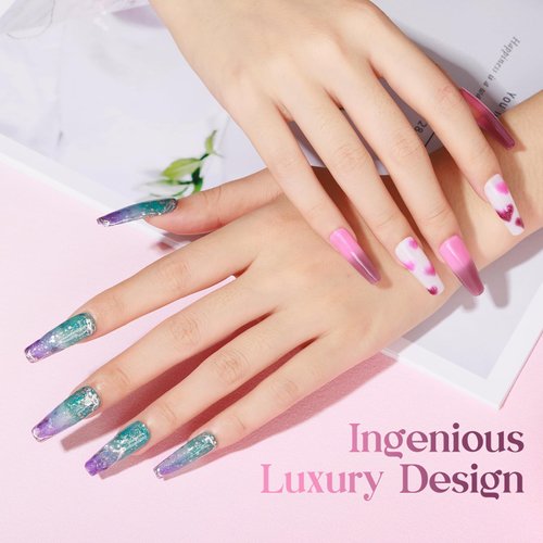 MIZHSE Color Changing Gel Nail Polish Burgundy Purple Orange, Mood Temperature Change 4 Color Gel Polish Soak Off Nail Art for Home Salon Thermal Manicure Set for Ladies 10ml