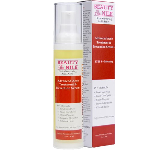 Advanced Acne Treatment & Prevention Serum™ for Skin-of-Color, Reduces Discoloration Breakouts Pores, Benzoyl Peroxide Green Tea 1.7 Oz, Beauty of the Nile®