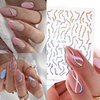 SILPECWEE 14 Sheets Aurora Nail Stickers Laser Silver Nail Art Stickers Decals Holographic Heart Star Butterfly Flower Self Adhesive Nail Designs Stickers 3D Nail Decoration for Nail Art