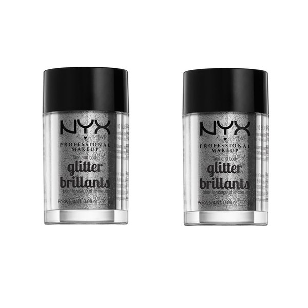 NYX PROFESSIONAL MAKEUP Pack of 2 NYX Face and Body Glitter Brilliants, Silver GLI10