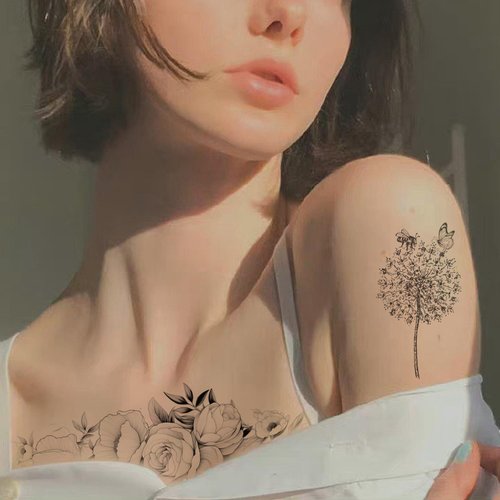 Temporary Tattoos for Women -26 Sheet Pack of Long Lasting Realistic Semi Permanent Tattoo Stickers 3D Sunflower Floral Butterfly Rose, Peony Designs Fake Tattoos Adult Body Art