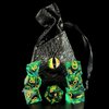 HAOMEJA DND Resin Dice Beholder's Dragon Eye Dice Liquid Core Dice Set with Gift Dragon Eye Bag, Sharp Edges Dice Set 7 PCS Apply to Dungeons and Dragons Dice D20 D12 D10 D100 D8 D6 D4 (Eye Green)