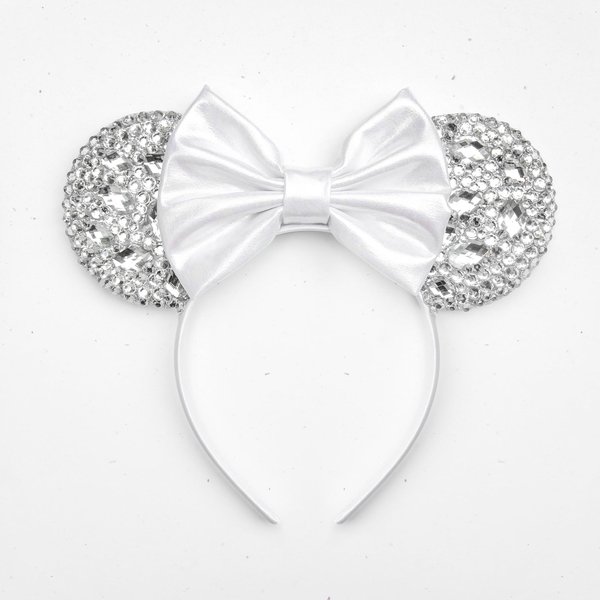 Silver Sparkle Mickey Ears, Silver Mouse Ears, Silver Rhinestones Mouse Ears