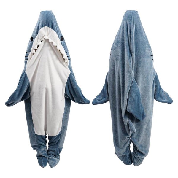 Shark Blanket Hoodie Kid, Wearable Shark Blanket, Shark Sleeping Bag, Soft Cozy Warm Flannel Hoodie, Shark Blanket Onesie Kids(S)