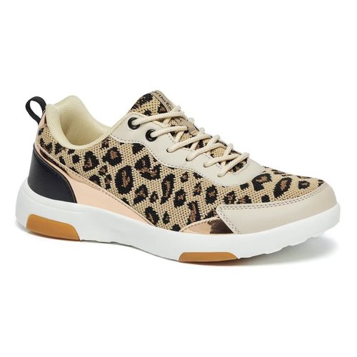 OrthoComfoot Womens Comfortable Walking Shoes for Plantar Fasciitis, Orthopedic Shoes with Arch Support, Casual Soft Sneakers for Walk,Work, Relaxed Fit Leopard Size 7