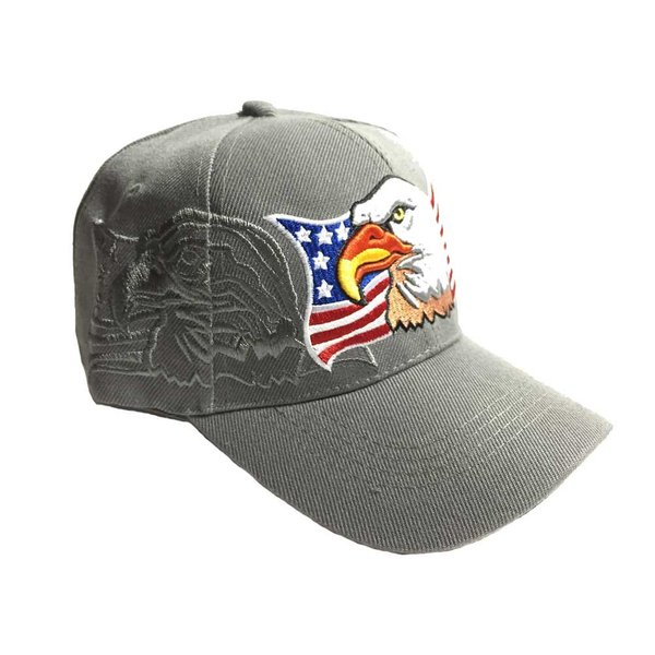 3D Emboridered Patriotic USA American Flag Flying Bird Design Baseball Cap Hat Visor (Dark Grey)