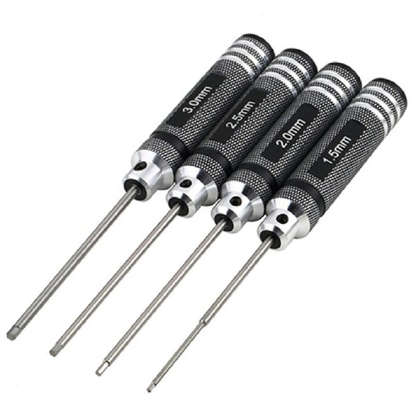 powerday Hex Screwdriver Screw Driver Tool Kit Set for RC Car Helicopter Black(1.5mm 2.0mm 2.5mm 3.0mm)