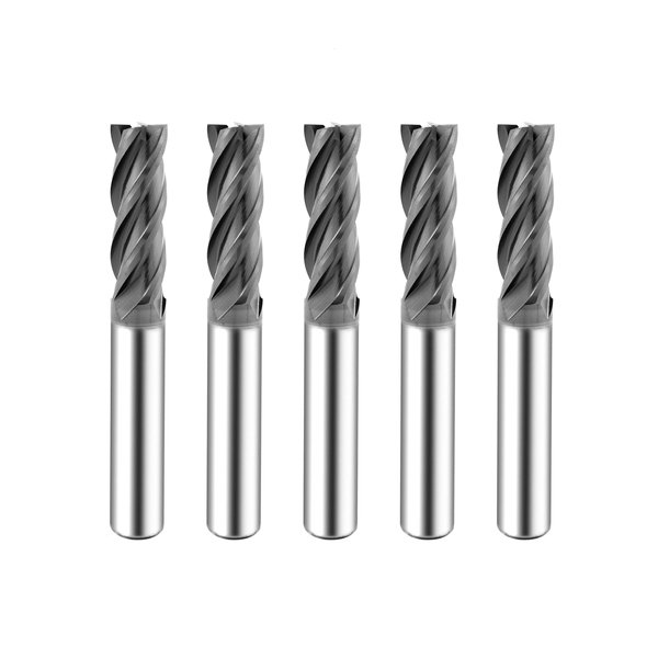 SPEED TIGER Micrograin Carbide Square End Mill - 4 Flute - ISE3/8"4T (5 Pieces, 3/8") - for Milling Alloy Steels, Hardened Steel, Metal & More – Mill Bits Sets for DIYers & Professionals