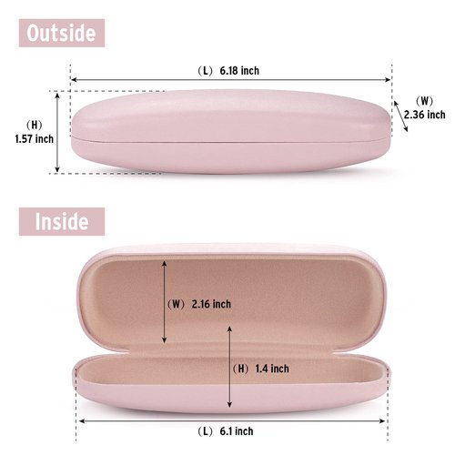 Marvolia Glasses Case Hard Shell Eyeglasses Case PU Leather Protective Case for Sunglasses Eyeglasses with Cleaning Cloth for Men Women - Pink