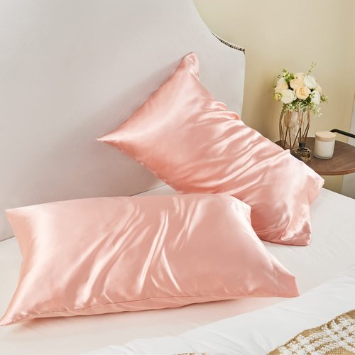 BEDELITE Toddler Pillowcases 13x18 Inches - Super Soft and Silky Satin Pillowcase for Hair and Skin 2 Pack, Coral Cooling Pillow Cases with Envelope Closure for Nursery, Kids, Boys and Girls