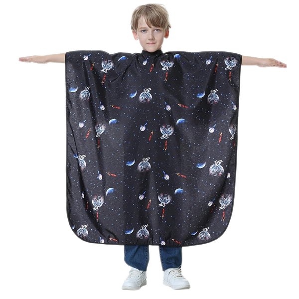 TILYIALA Kids Barber Cape - Professional Hair Cutting Cape,Salon Capes for Hair Stylist Shampoo Haircut Cape Barber Supplies (Space Adventure)