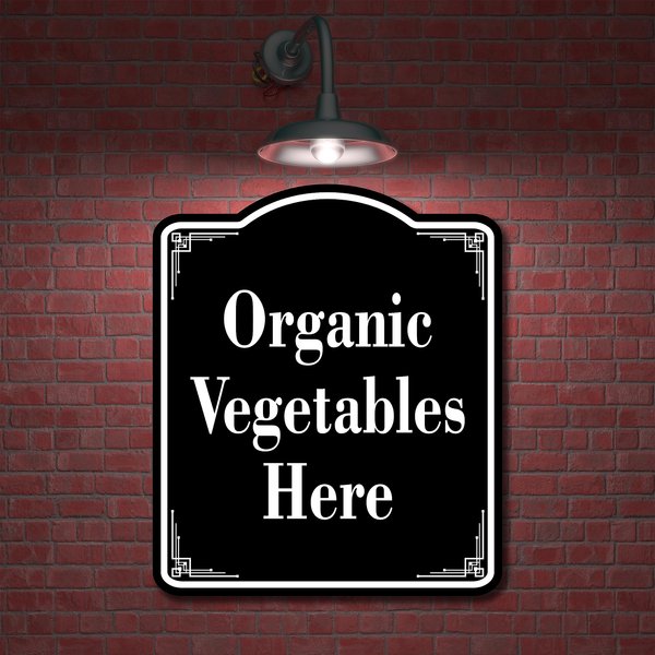 Organic Pesticide-Free Produce BLACK Aluminium Composite Sign 8.5''x10''