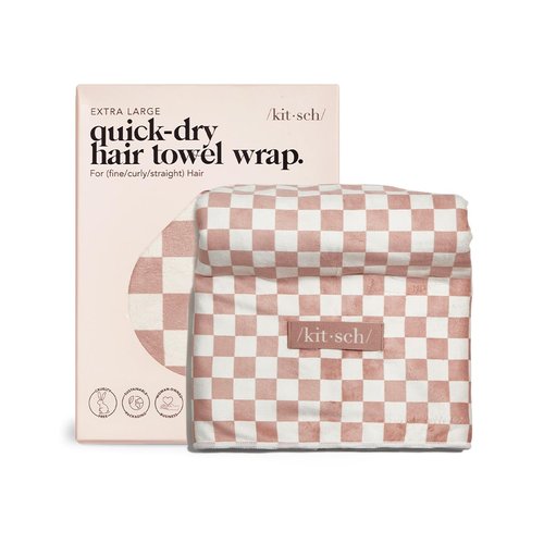 Kitsch XL Microfiber Hair Towel Wrap for Women - Anti-Frizz Quick Dry Towel, Super Absorbent Microfiber Towel for Hair, Hair Drying Towel Wrap, Hair Towels, Hair Turban Towel for Wet Hair - Terracotta