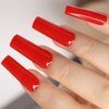 Kikmoya Extra Long Square Press on Nails Red Glossy Fake Nails Full Cover False Nail Tips Artificial Nails Acrylic Nails Press-On Manicure Solid Color Stick on Nails for Women and Girls (Red)