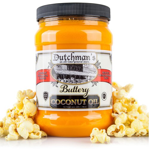 Dutchman’s Popcorn Coconut Oil | Butter Flavored Oil, 30oz Jar - Colored with Natural Beta Carotene, Makes Theater Style Popcorn, Vegan, Healthy, Zero Trans Fat, Gluten Free, Made in USA