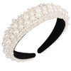 YISSION 1PC White Pearl Headband for Women Beaded Headbands Jeweled Hairband Fashion Thick Headband Wedding Bridal Headband Hair Accessories for Women Girls
