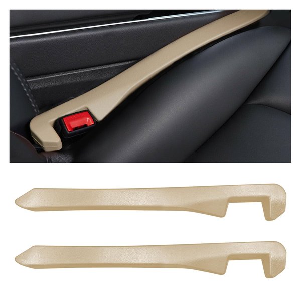 Augeny 2PCS Car Seat Gap Filler, Leather Seat Gap Plug to Fill The Gap Between Seat and Console, Universal Seat Crevice Blocker Stop Things from Dropping, Vehicle Interior Accessories (Beige)