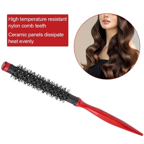 Roller Comb for Men and Women Nylon Bristles Round Salon Hair Styling Brush Comb for Blow Drying Curling Straightening(0.5in)