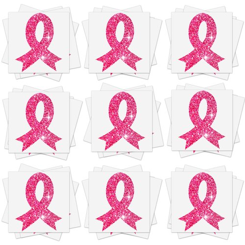 Jutom Breast Cancer Awareness Temporary Tattoos, 20 Sheets, Dark Pink, Waterproof, Sufficient Quantities
