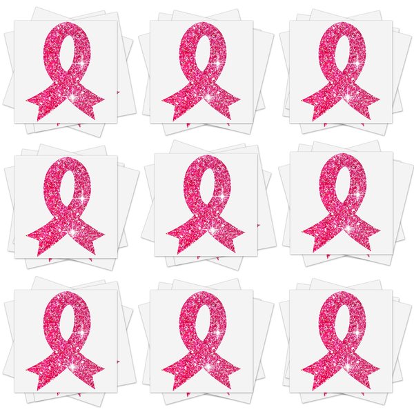 Jutom Breast Cancer Awareness Temporary Tattoos, 20 Sheets, Dark Pink, Waterproof, Sufficient Quantities