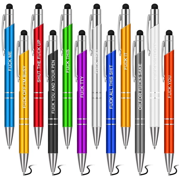 Spakon 12 Pcs Funny Pens Complaining Inspirational Pen Passive Positive Office Pens Black Ink Novelty Pen Screen Touch Stylus for Colleague Work Gifts Supplies(Multicolor, Snarky)