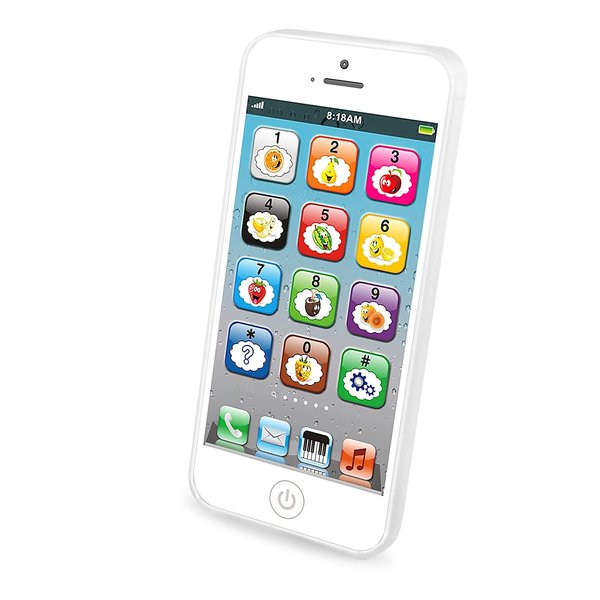Wolmund Toy Learning Play Cell Phone with 8 Functions and Dazzling Lights Interactive Toy for Toddler Baby Kids Boys Girls, White