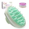 Lilovbesa Scalp Massager Shampoo Hair Brush, Scalp Scrubber Head Exfoliator Brush with Soft Silicone Bristles for Women Men Kids Pets Shower and Wet Dry Hair，Includes 3 Pcs Spiral Hair Ties(Green)