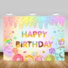 Mocsicka Donut Happy Birthday Backdrop for Girls Sweet Candy Birthday Party Decorations Background Cake Table Banner Donut Ice Cream Birthday Photography Background (7x5ft (82x60 inch))