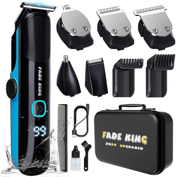 FADEKING® All in One Beard Trimmer with Adjustable Combs - Waterproof Trimmer for Men, Hair Clippers, Nose Trimmer, Electric Razor Shaver for Mustache Nose Body Face Grooming, Gifts for Men