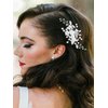 Latious Wedding Bridal Hair Clip Silver Flower Bride Hair Barrette Rhinestones Hair Clips Pearl Hair Piece Bridesmaids Hair Accessories for Women and Girls