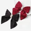 2PCS Silky Satin Rhinestone Hair Bows Hair Clip Hair Ribbon Ponytail Holder Accessories Slides Metal Clips Hair Bow for Women Girls Toddlers (Black+red Rhinestone)