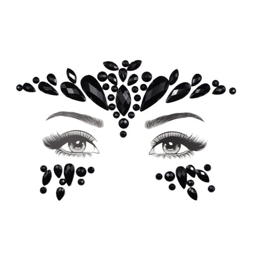 black face stickers jewels Mermaid Face Gems Glitter Rave holiday forehead black Face jewels halloween costumes Makeup beauty Bohemian Stickers