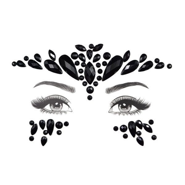 black face stickers jewels Mermaid Face Gems Glitter Rave holiday forehead black Face jewels halloween costumes Makeup beauty Bohemian Stickers