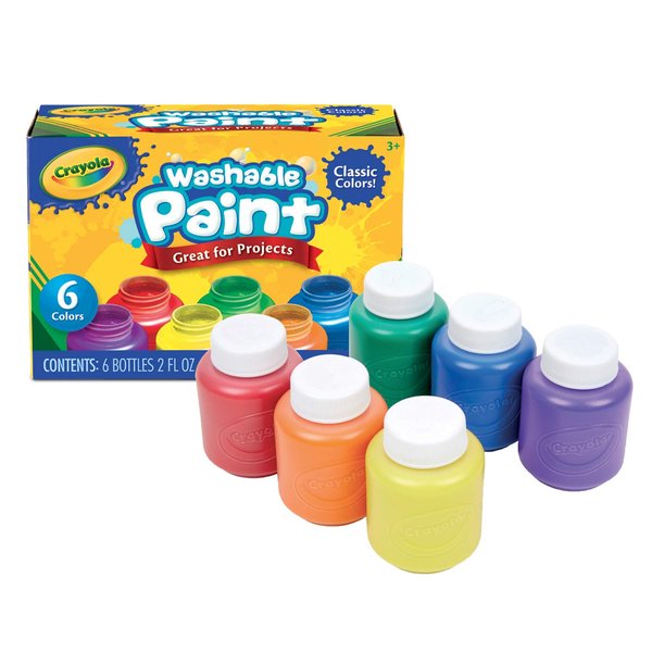 Crayola Washable Kids Paint, 6 Count, Kids At Home Activities, Painting Supplies, Gift, Assorted
