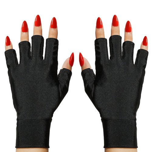 Makartt UV Gloves for Nail Lamp Gel Curing, UPF50+ UV Protection Gloves for Manicures Dryer, Fingerless Anti UV Protect Hands From UV Harm, Nail Art Skin Care Gloves for UV Gel Nail Light, Black