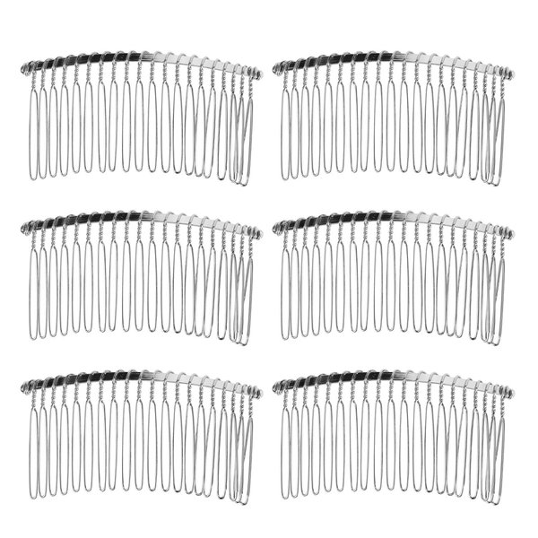 Senkary 10 Pieces Hair Comb Clip Metal Wire Hair Combs Wedding Veil Combs (20 Teeth, Silver)