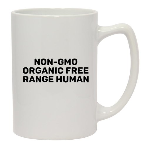 Knick Knack Gifts Non-GMO Organic Free Range Human - 14oz Ceramic White Statesman Coffee Mug
